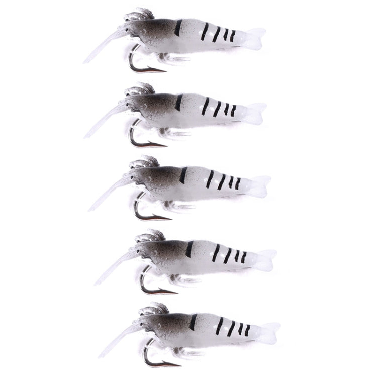 5pcs /Pack HENGJIA SO064 Imitation Grass Shrimp Dummy Bait Lua Fishing Soft Lures, Size: 4cm 1.5g(White Gray)