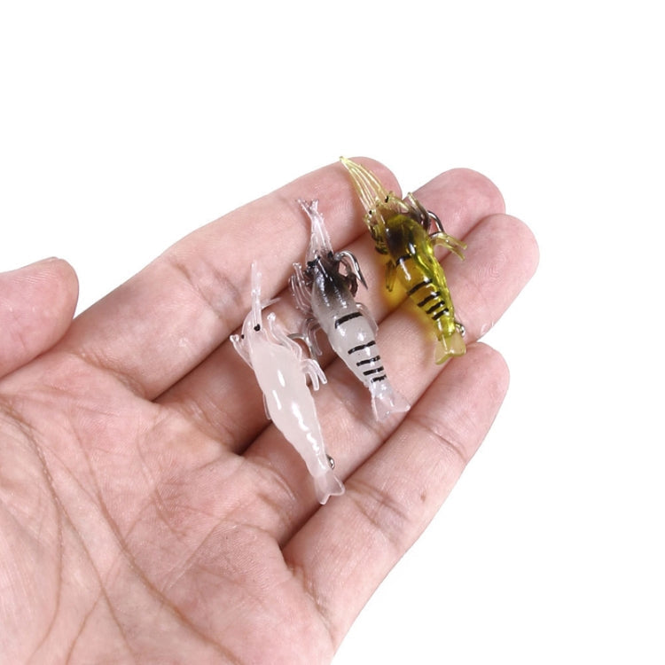 5pcs /Pack HENGJIA SO064 Imitation Grass Shrimp Dummy Bait Lua Fishing Soft Lures, Size: 4cm 1.5g(Transparent Yellow)