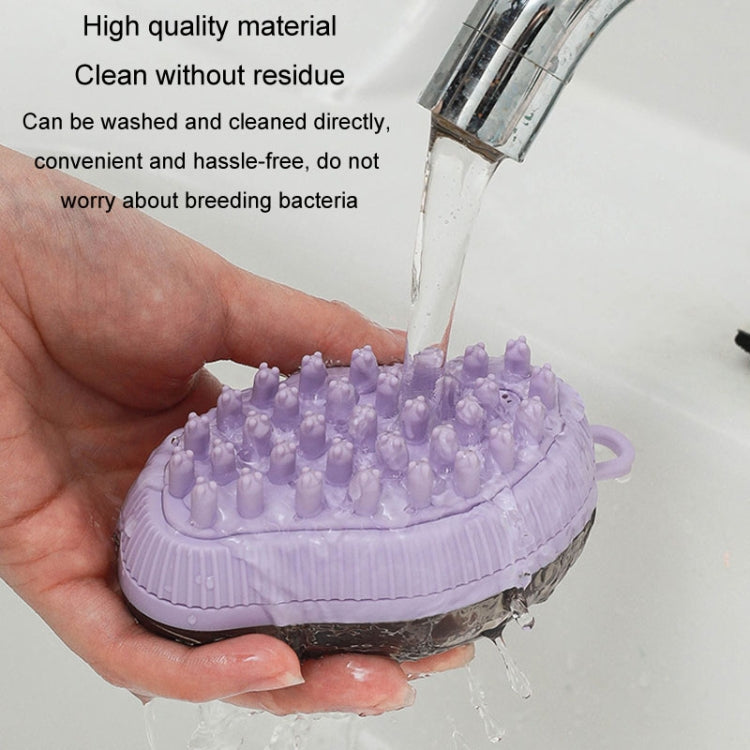 Dog Cleaning Supply Fillable Shower Gel Type Cats Dog Massage Bathing Brush, Style: Thick End (Purple)