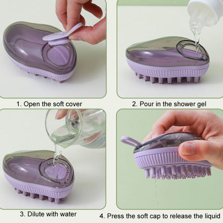 Dog Cleaning Supply Fillable Shower Gel Type Cats Dog Massage Bathing Brush, Style: Thick End (Purple)