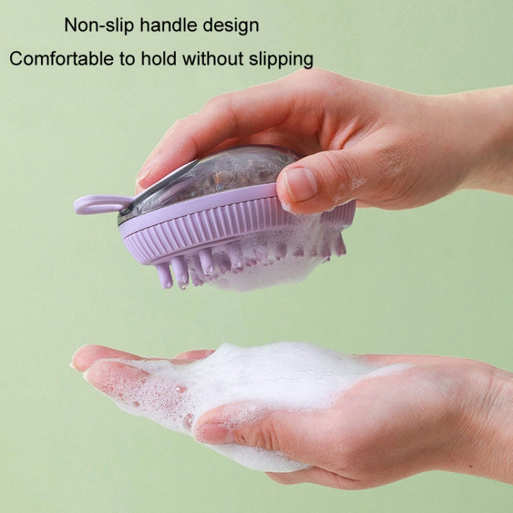 Dog Cleaning Supply Fillable Shower Gel Type Cats Dog Massage Bathing Brush, Style: Thick End (Purple)