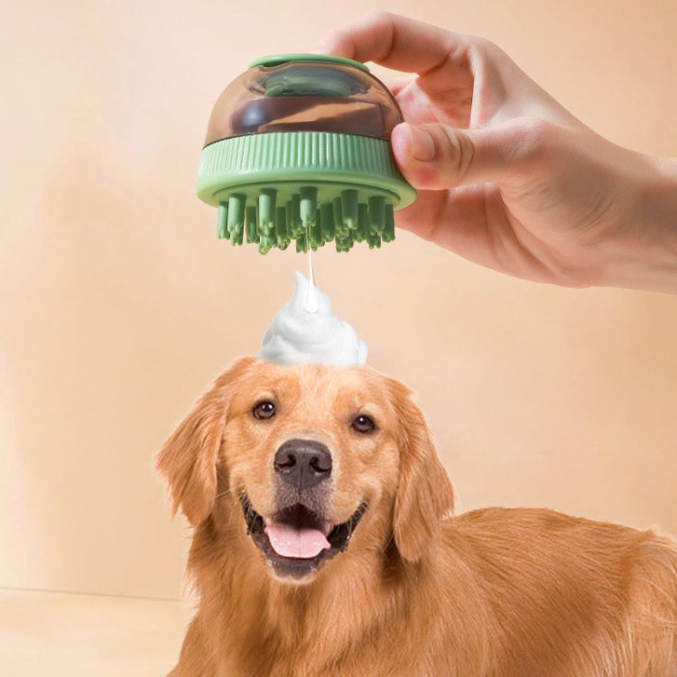 Pet Cleaning Supply Capsule Refillable Shower Gel Type Cats Dogs Bathing Massage Brush(Purple)