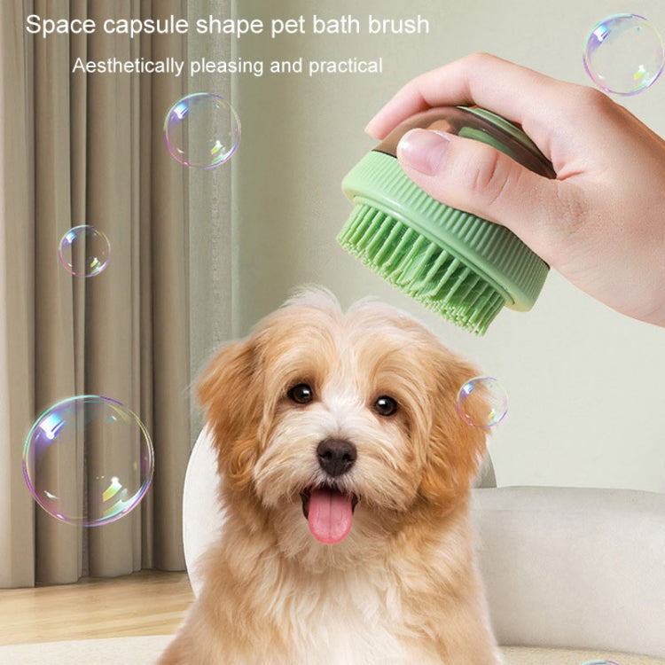 Pet Cleaning Supply Capsule Refillable Shower Gel Type Cats Dogs Bathing Massage Brush(Purple)
