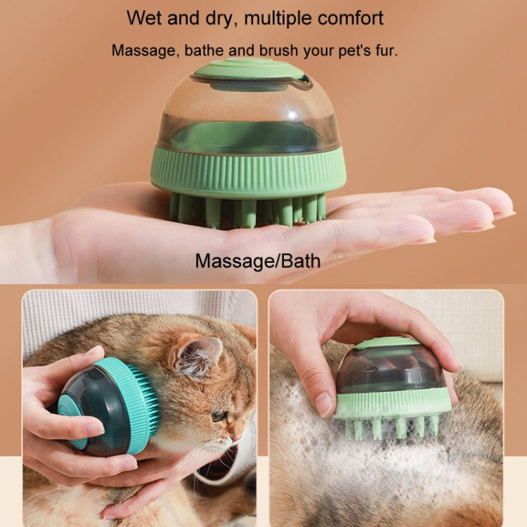 Pet Cleaning Supply Capsule Refillable Shower Gel Type Cats Dogs Bathing Massage Brush(Blue)