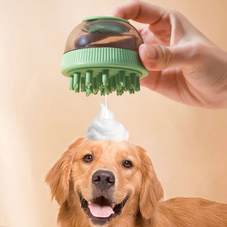 Pet Cleaning Supply Capsule Refillable Shower Gel Type Cats Dogs Bathing Massage Brush(Blue)