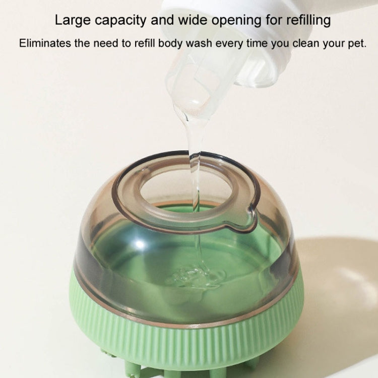 Pet Cleaning Supply Capsule Refillable Shower Gel Type Cats Dogs Bathing Massage Brush(Purple)
