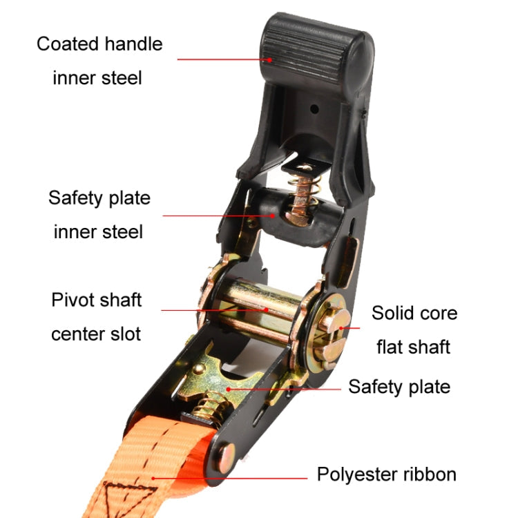 Motorcycle Ratchet Tensioner Cargo Bundling And Luggage Fixing Straps, Specification: Orange 3m