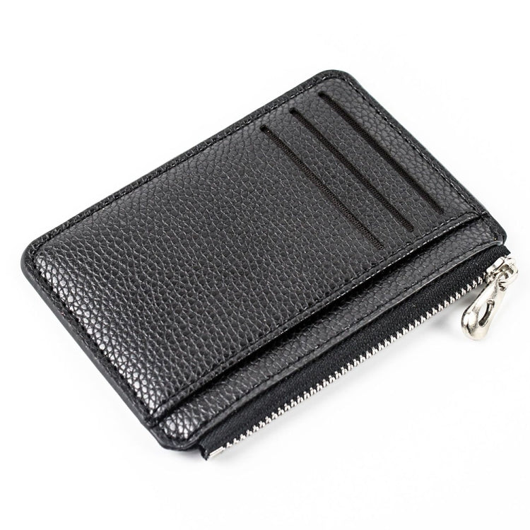 Multi-card Slot Zipper Card Holder Large Capacity Ultra-thin Coin Purse(Black)