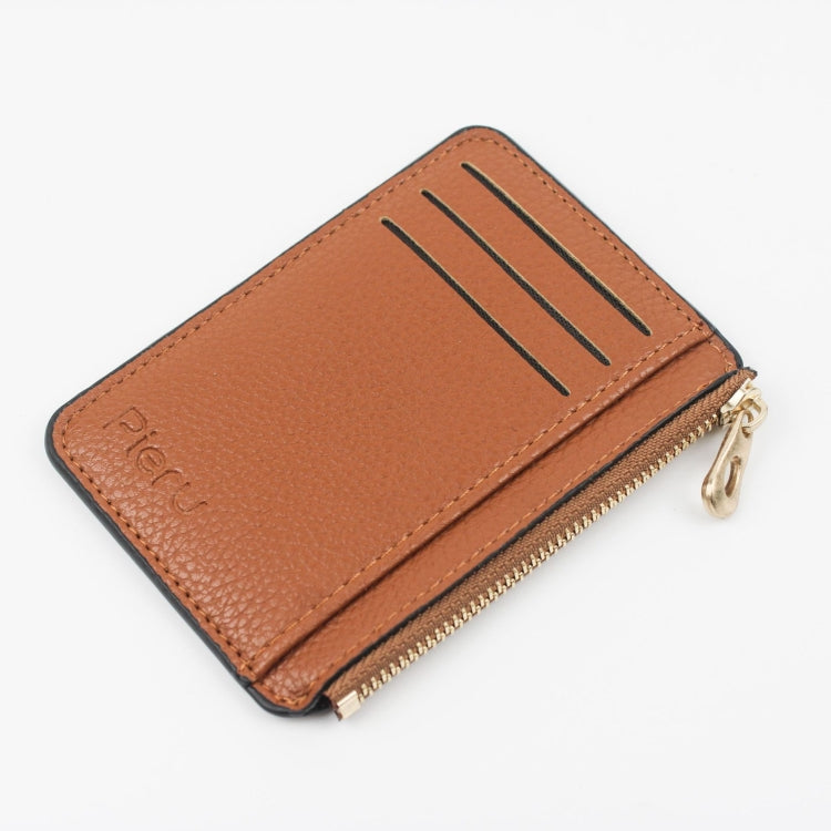 Multi-card Slot Zipper Card Holder Large Capacity Ultra-thin Coin Purse(Coffee)