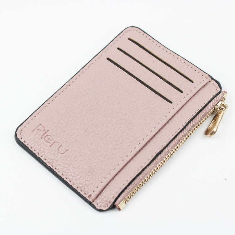 Multi-card Slot Zipper Card Holder Large Capacity Ultra-thin Coin Purse(Pink)