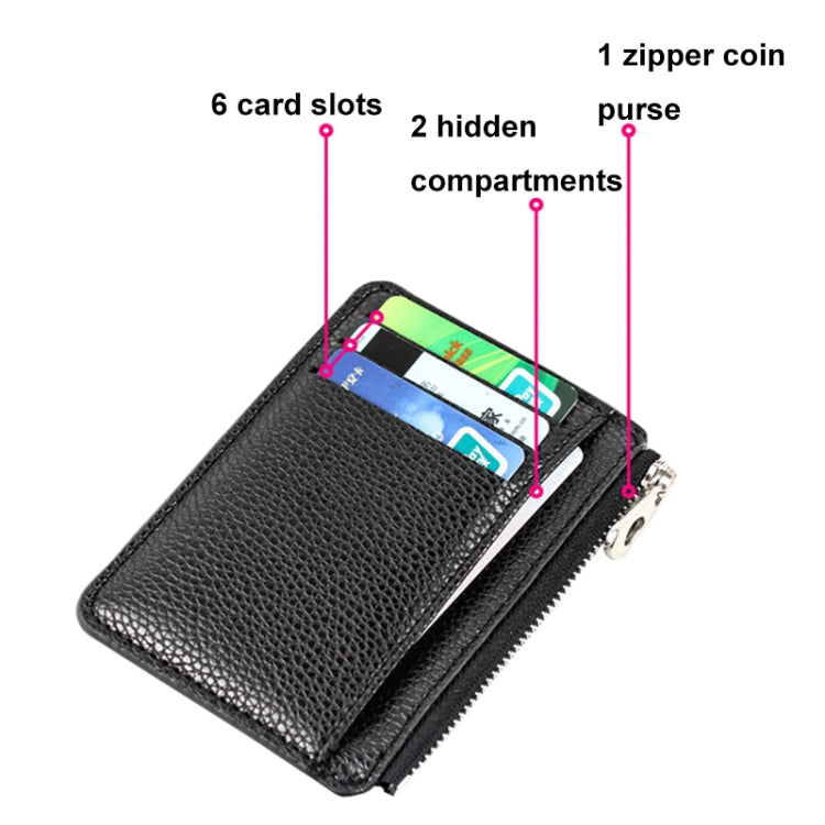 Multi-card Slot Zipper Card Holder Large Capacity Ultra-thin Coin Purse(Coffee)