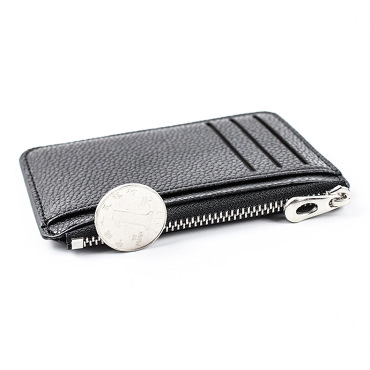 Multi-card Slot Zipper Card Holder Large Capacity Ultra-thin Coin Purse(Coffee)