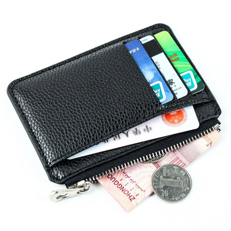 Multi-card Slot Zipper Card Holder Large Capacity Ultra-thin Coin Purse(Coffee)