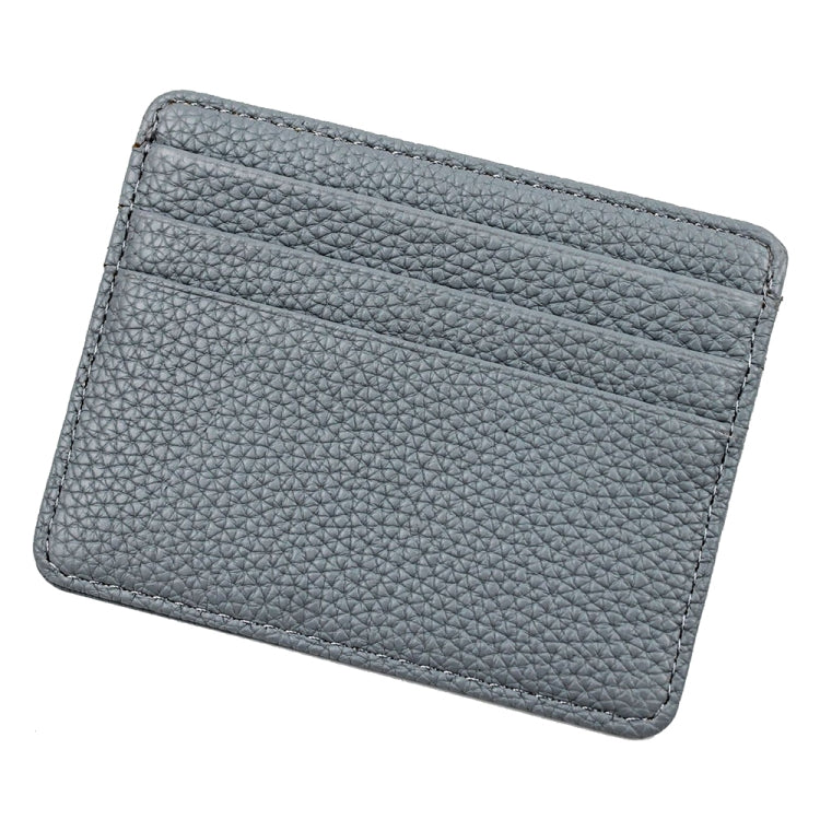 Lychee Pattern Multi-Card Slot Mini Card Holder Ultra-thin Coin Purse(Blue)