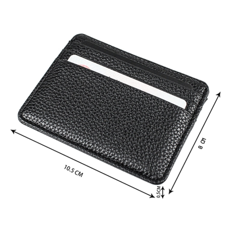 Lychee Pattern Multi-Card Slot Mini Card Holder Ultra-thin Coin Purse(Black)