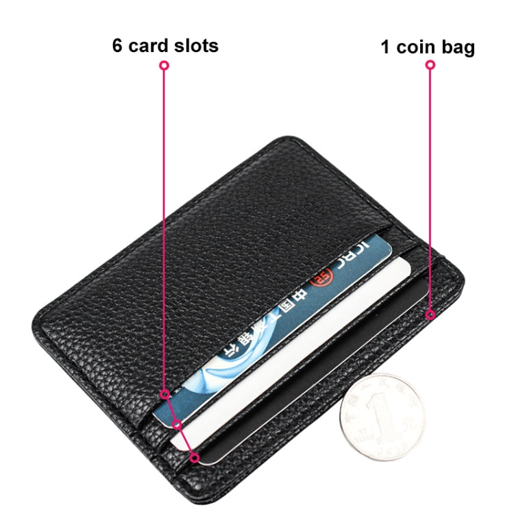 Lychee Pattern Multi-Card Slot Mini Card Holder Ultra-thin Coin Purse(Pink)