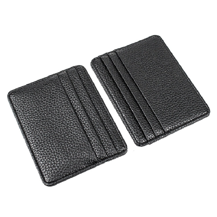 Lychee Pattern Multi-Card Slot Mini Card Holder Ultra-thin Coin Purse(Beige)