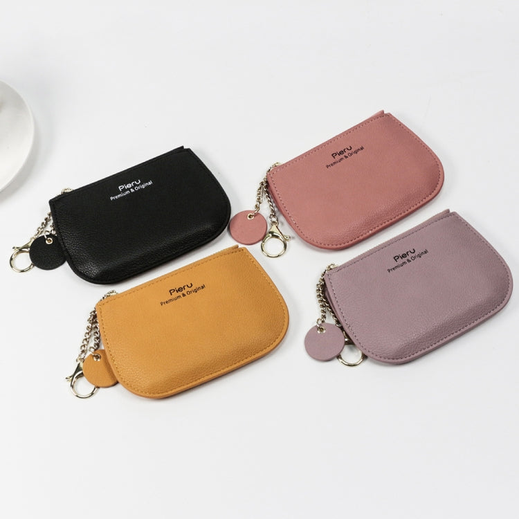 Leisure Ultra-thin Ladies Coin Purse Zippered Mini Wallet(Black)