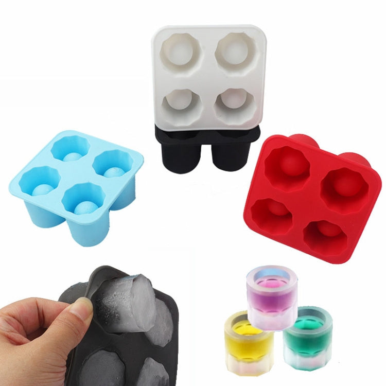 Four Hole Ice Cup Silicone Mold Compartment Cylindrical Coke Whiskey Ice Cube Maker Mold(Blue)