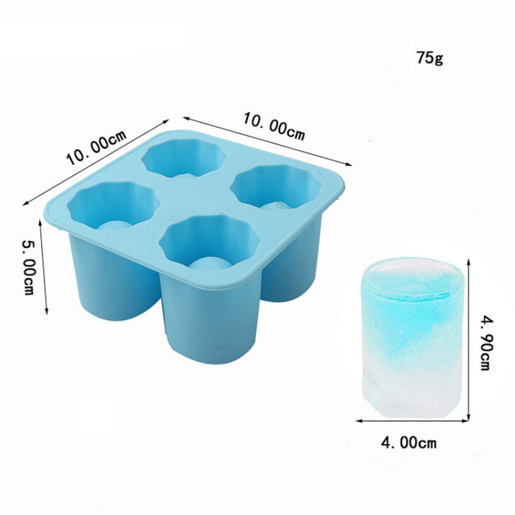 Four Hole Ice Cup Silicone Mold Compartment Cylindrical Coke Whiskey Ice Cube Maker Mold(White)