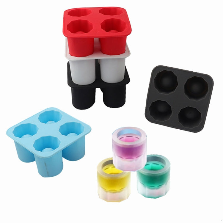 Four Hole Ice Cup Silicone Mold Compartment Cylindrical Coke Whiskey Ice Cube Maker Mold(White)