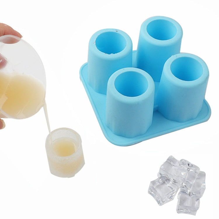 Four Hole Ice Cup Silicone Mold Compartment Cylindrical Coke Whiskey Ice Cube Maker Mold(Red)