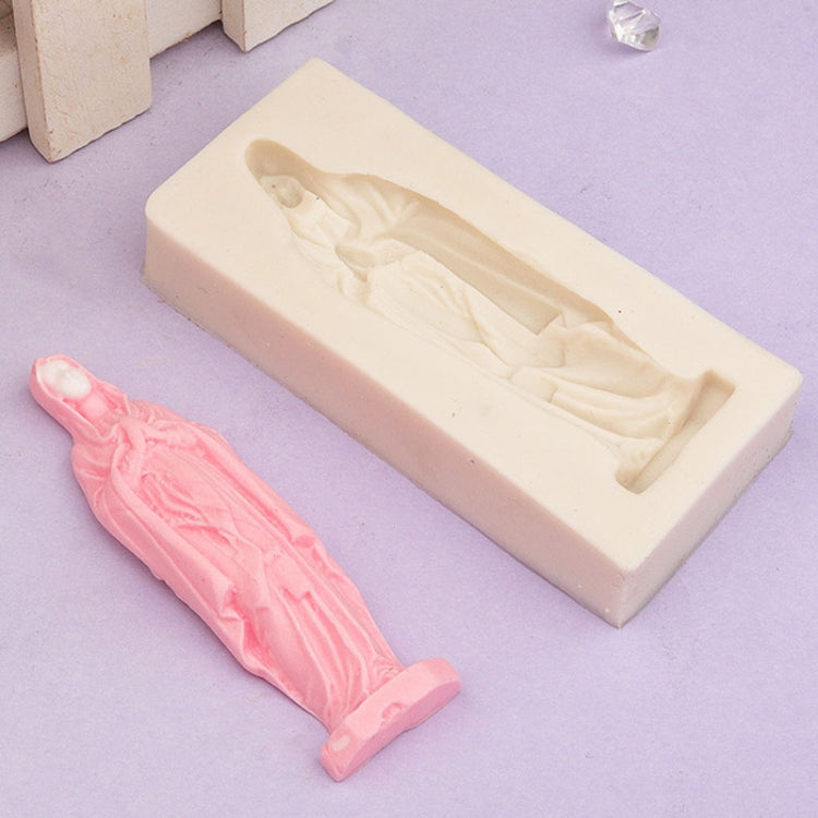 Virgin Mary Fondant Silicone Cake Molds DIY Chocolate Clay Mold Pastry Baking Tool(White)