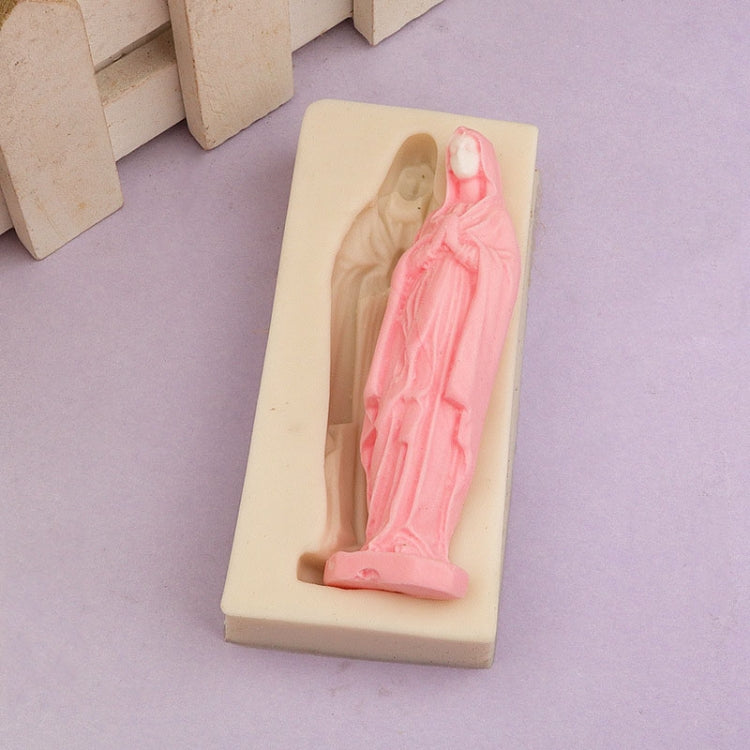 Virgin Mary Fondant Silicone Cake Molds DIY Chocolate Clay Mold Pastry Baking Tool(White)