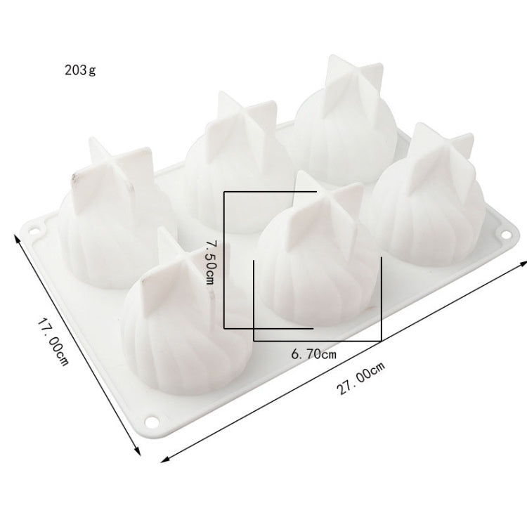 GT-106 6 Cavity Swirl Mousse Cake Mold Chocolate Baking French Dessert Onion Shape Silicone Mold
