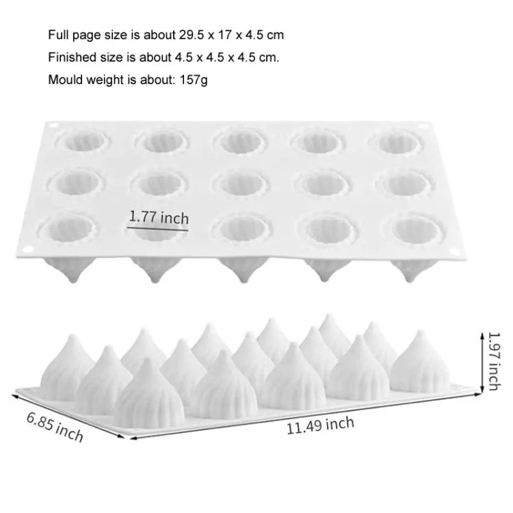 GT-9 15 Cavity Swirl Mousse Cake Mold Chocolate Baking French Dessert Onion Shape Silicone Mold
