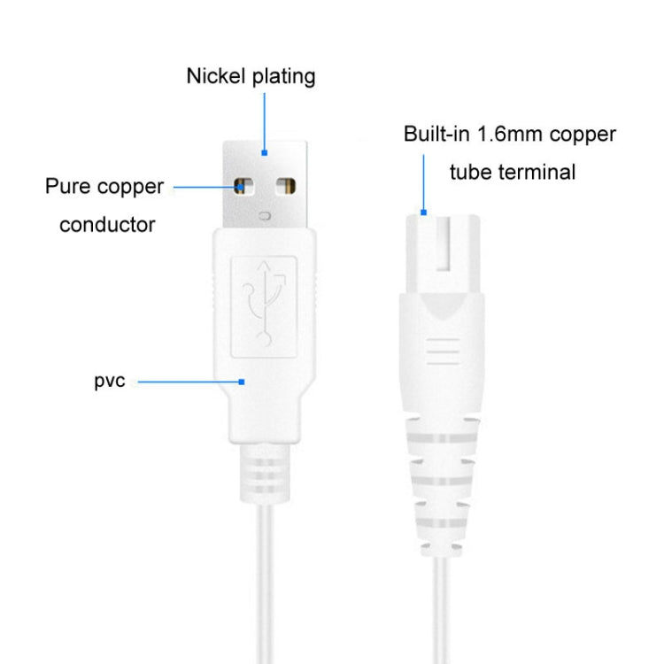 1.25m For Shaver / Water Refill Device USB TTo 8-Figure Tail Charging Cable Power Cord(White)