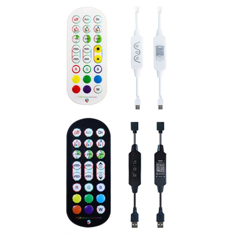 24-Key 2.4G Smart Colorful Running Water LED Light Strip Controller(White)