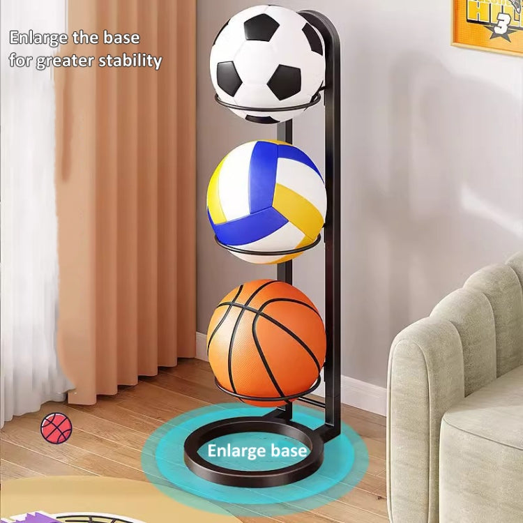 Basketball Storage Rack Volleyball Stand Holder, Spec: 3 Layers Black