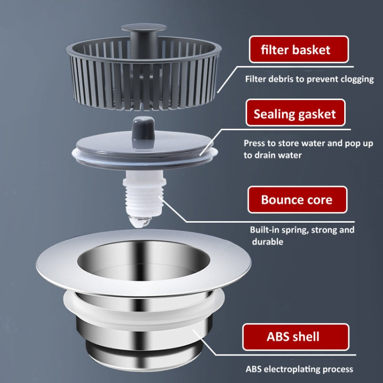 Pop Up Kitchen Sink Drain Strainer Stopper Combo Anti-Clog and Easy Clean(Silver)