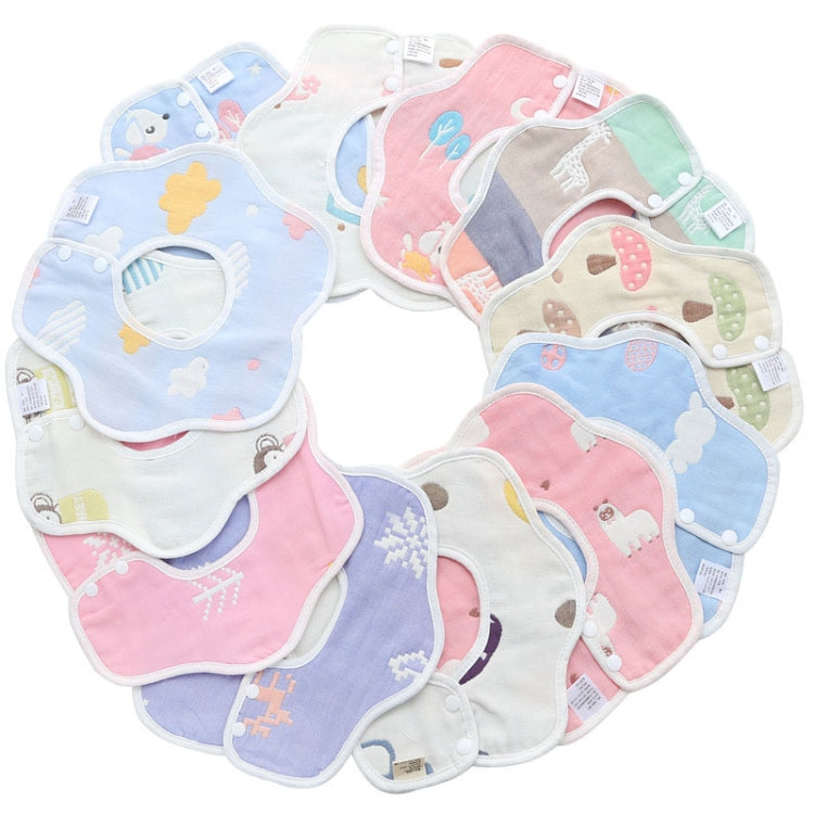 2pcs Dual Sided Newborn Baby Petal Waterproof Bib Six Layers Gauze Cotton Plum Bib, Style: Random Pattern