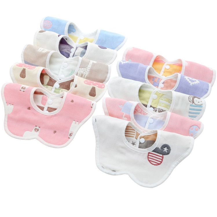 2pcs Dual Sided Newborn Baby Petal Waterproof Bib Six Layers Gauze Cotton Plum Bib, Style: Random Pattern