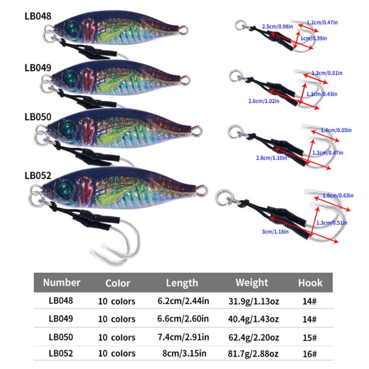 10colors /Set HENGJIA Iron Plate Lead Fish Dummy Bait Slow Cranking Sea Fishing Lures, Model: 30g