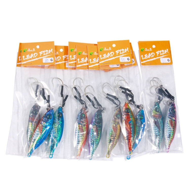 10colors /Set HENGJIA Iron Plate Lead Fish Dummy Bait Slow Cranking Sea Fishing Lures, Model: 60g
