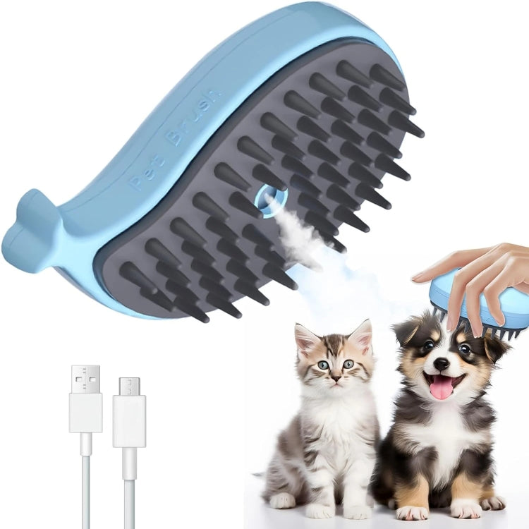 Pet Spray Steamy Brush Cat Dog Grooming Massage Comb(Whale Blue)
