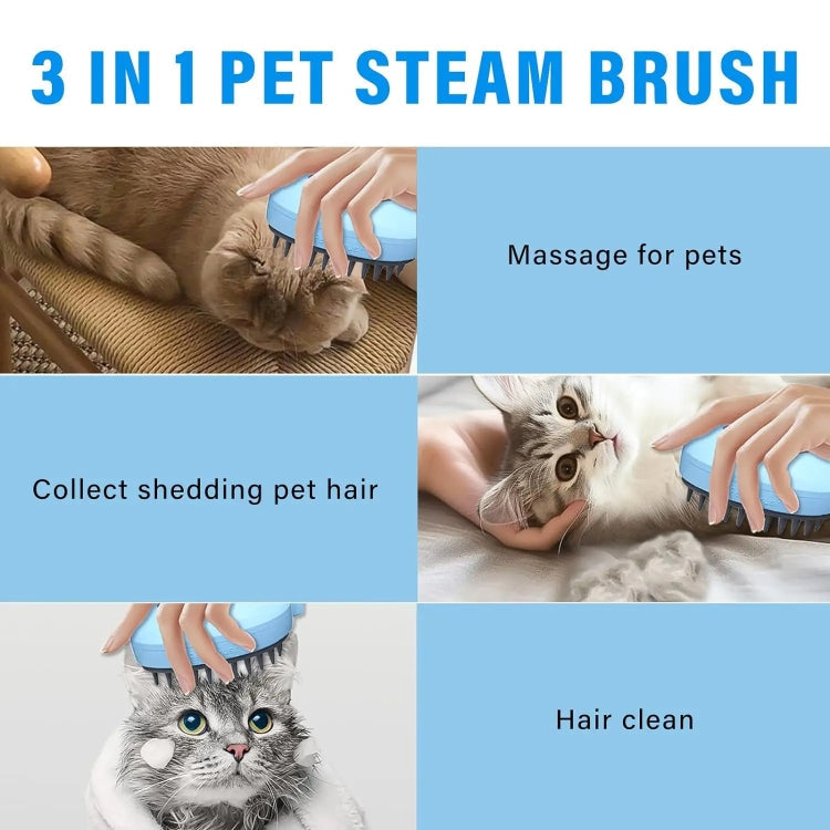 Pet Spray Steamy Brush Cat Dog Grooming Massage Comb(Whale Blue)