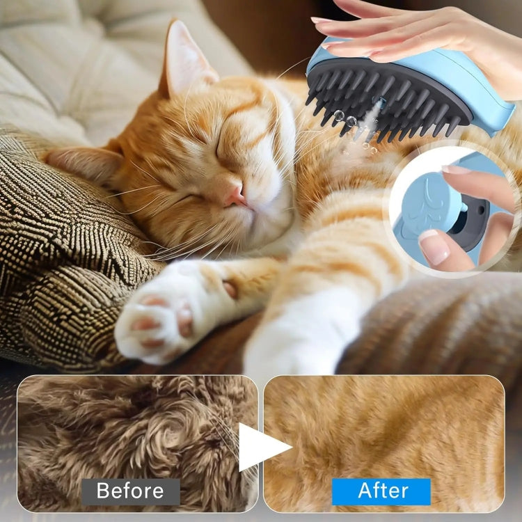 Pet Spray Steamy Brush Cat Dog Grooming Massage Comb(Whale Blue)