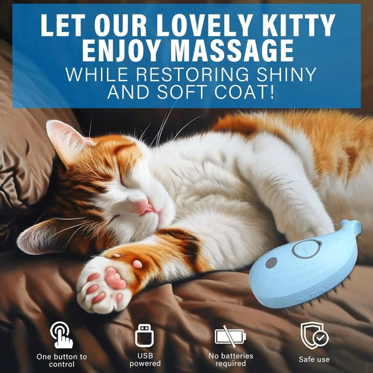 Pet Spray Steamy Brush Cat Dog Grooming Massage Comb(Whale Blue)