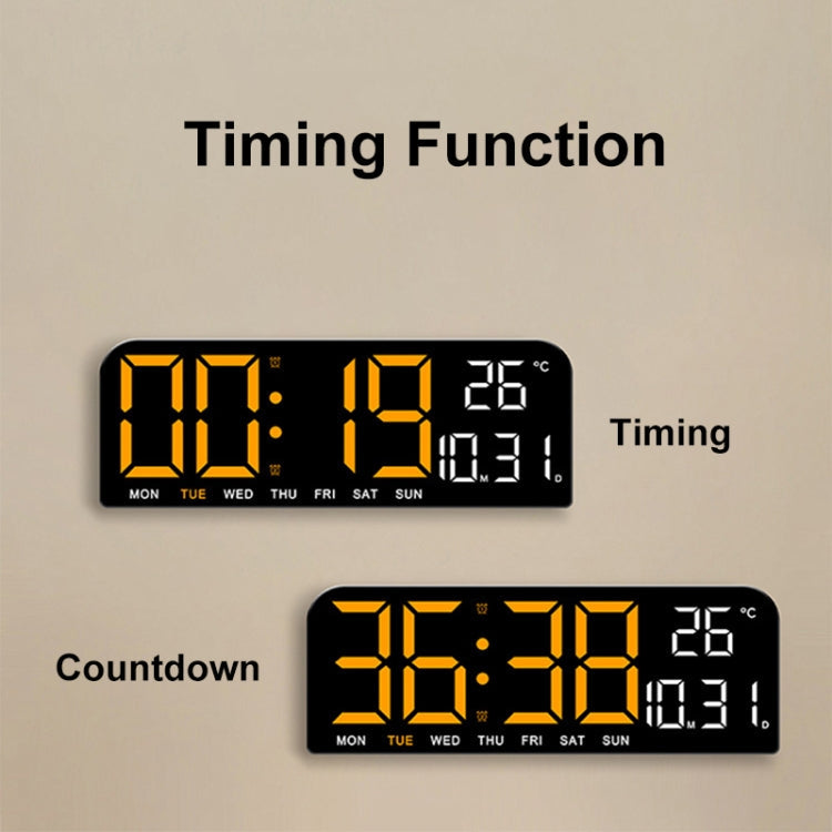 LED Screen Digital Display Desktop Alarm Clock Multifunctional Decoration Wall Clock(Orange)