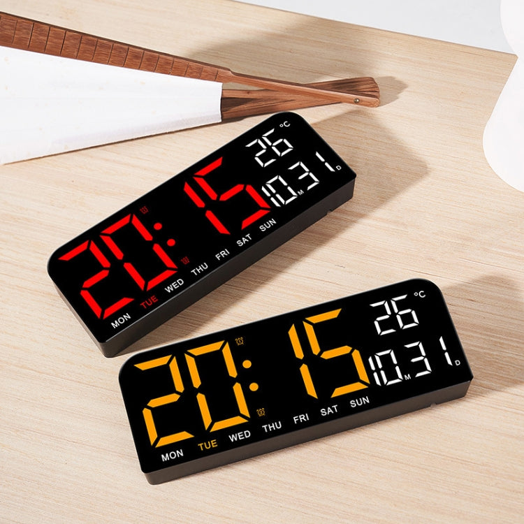 LED Screen Digital Display Desktop Alarm Clock Multifunctional Decoration Wall Clock(Orange)