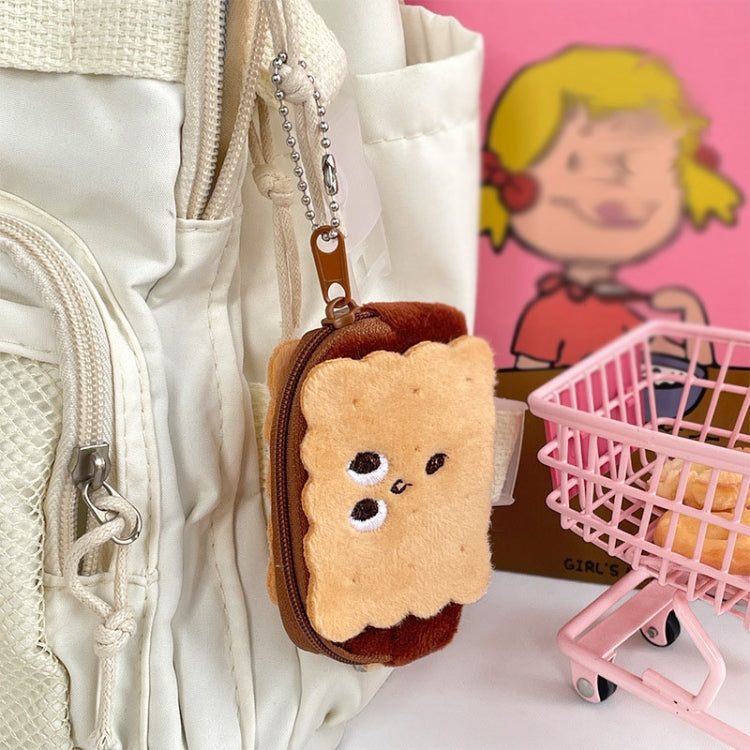 8.5x6cm Cartoon Cute Crooked Mouth Cookie Plush Coin Purse Data Cable Lipstick Storage Bag