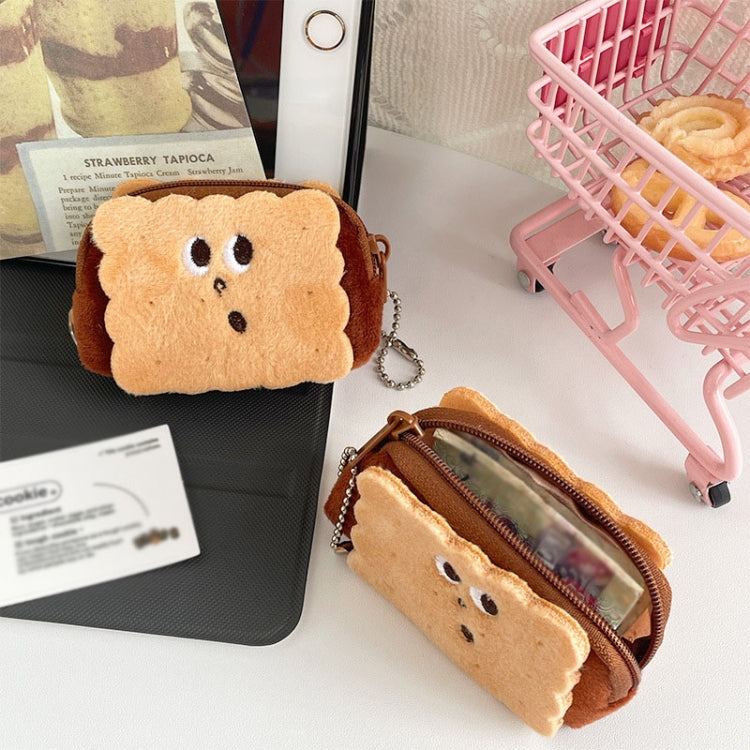 8.5x6cm Cartoon Cute Crooked Mouth Cookie Plush Coin Purse Data Cable Lipstick Storage Bag