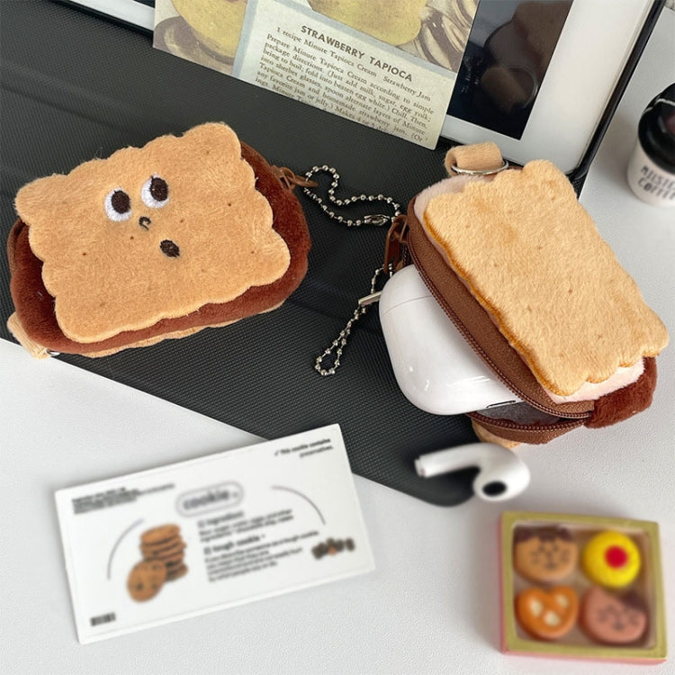 8.5x6cm Cartoon Cute Crooked Mouth Cookie Plush Coin Purse Data Cable Lipstick Storage Bag