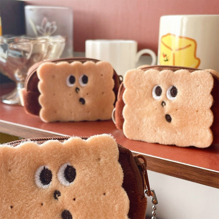 8.5x6cm Cartoon Cute Crooked Mouth Cookie Plush Coin Purse Data Cable Lipstick Storage Bag