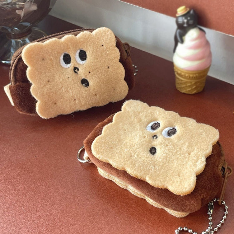 8.5x6cm Cartoon Cute Crooked Mouth Cookie Plush Coin Purse Data Cable Lipstick Storage Bag