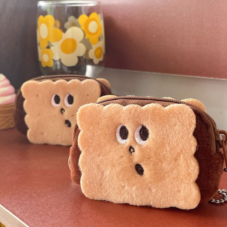 8.5x6cm Cartoon Cute Crooked Mouth Cookie Plush Coin Purse Data Cable Lipstick Storage Bag